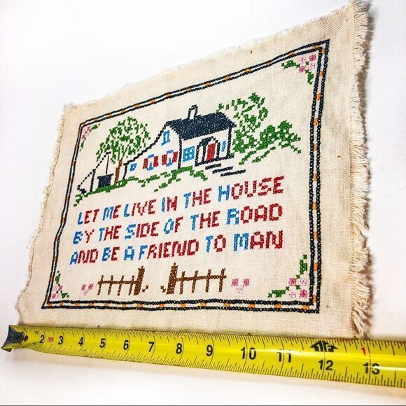 Vintage Cross Stitch Embroidery Sampler Home Friend Wall Decor - Picture 7 of 7